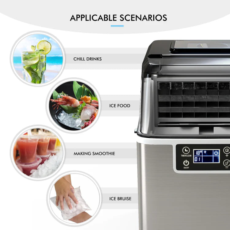 Portable Ice Maker with Scoop & Basket