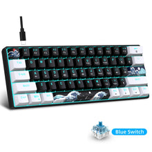 Load image into Gallery viewer, 60% Mechanical Gaming Keyboard with Blue Switches – Compact Sea Blue Backlit