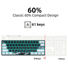 Load image into Gallery viewer, 60% Mechanical Gaming Keyboard with Blue Switches – Compact Sea Blue Backlit