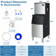 Load image into Gallery viewer, 353lbs/24H Commercial Ice Maker with 198lbs Bin