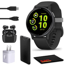 Load image into Gallery viewer, Garmin Vivoactive 5 Fitness Tracker Smart Watch for Women &amp; Men with Slate Aluminum Bezel with Black Case and Silicone Band with 11 Days Battery Life and Bright 1.2” AMOLED Touchscreen Display